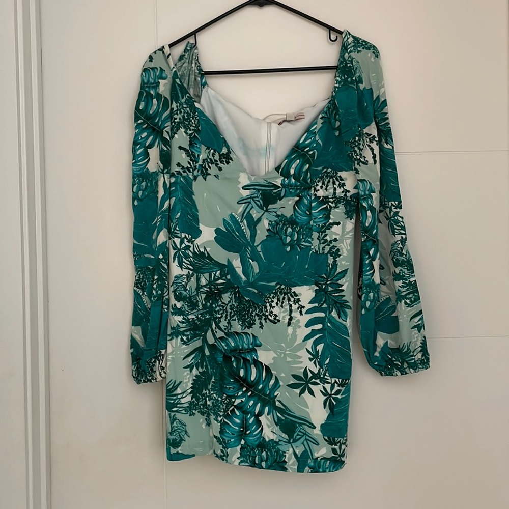 GUESS Botanic Jungle Print Green mini dress in size M
